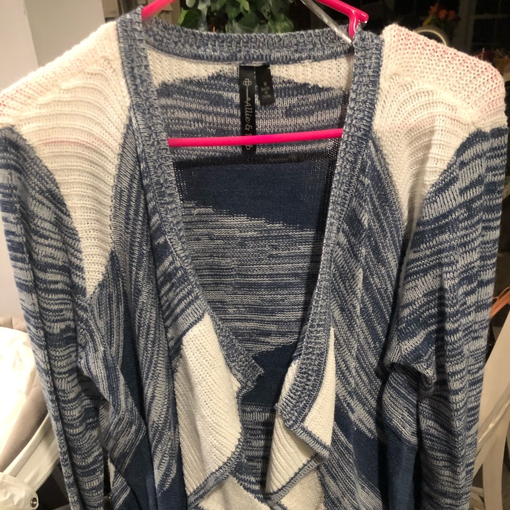 Allie & Rob Blue & White Cardigan Sweater